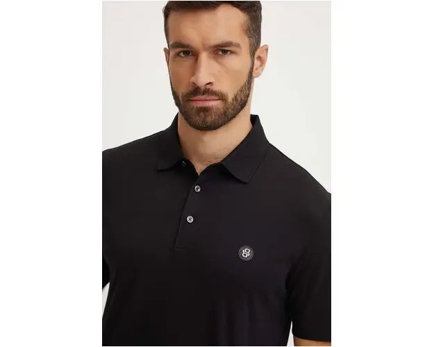 BOSS polo de bumbac culoarea negru, neted, 50520297