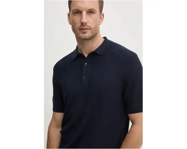 BOSS tricou polo barbati, culoarea albastru marin, neted, 50519615