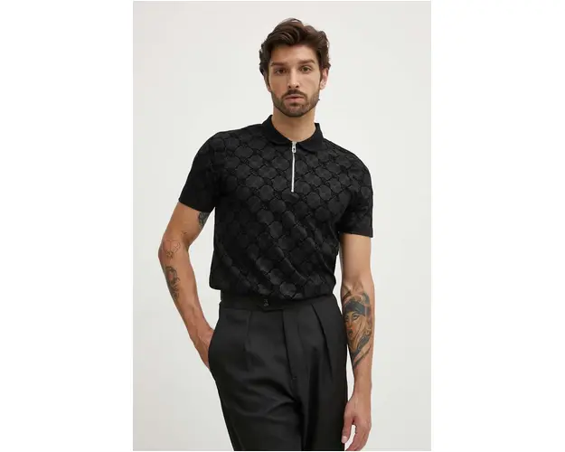 Joop! polo de bumbac culoarea negru, modelator, 30044424