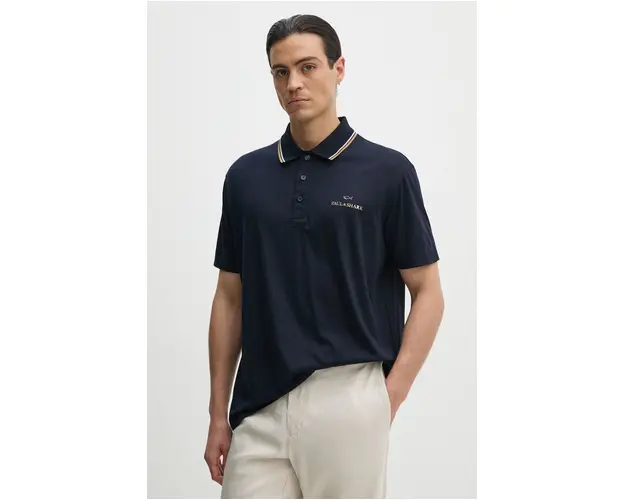Paul&Shark polo de bumbac culoarea albastru marin, cu imprimeu, 14311713