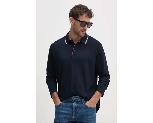 Paul&Shark longsleeve barbati, culoarea albastru marin, neted, 14311720