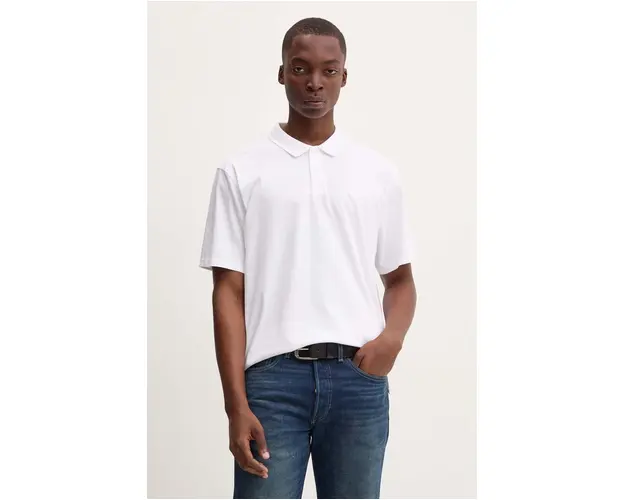 Levi's polo de bumbac culoarea alb, neted, A6735