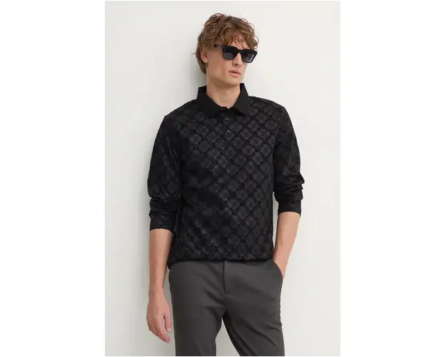 Joop! longsleeve din bumbac culoarea negru, modelator, 30042887