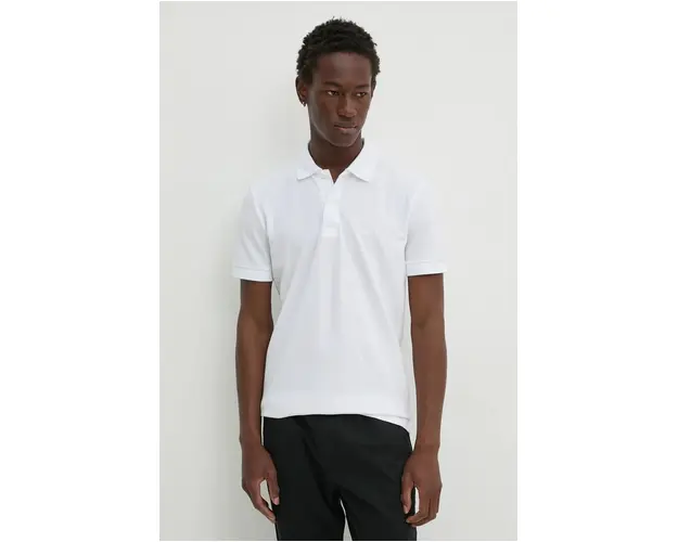 Hollister Co. tricou polo barbati, culoarea alb, neted, KI324-4117