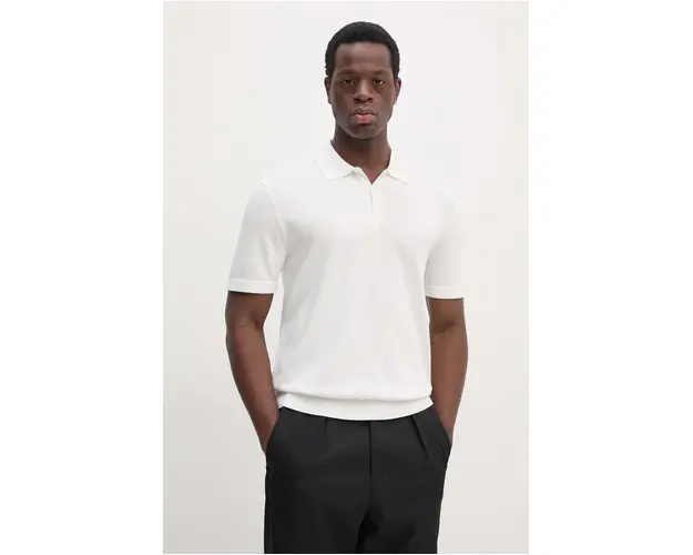 Sisley tricou polo barbati, culoarea bej, neted, 112AS300H