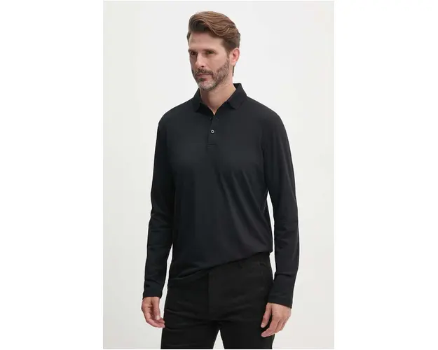 Sisley longsleeve barbati, culoarea negru, neted, 32WHS300R
