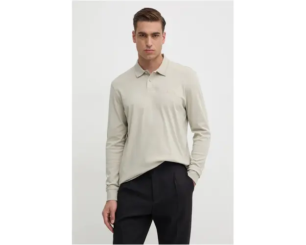 Boss Orange longsleeve din bumbac culoarea bej, neted, 50527525