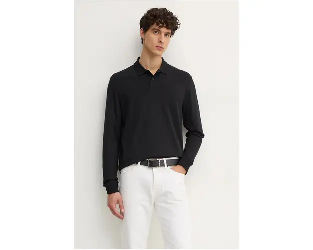 Boss Orange longsleeve din bumbac culoarea negru, neted, 50527525