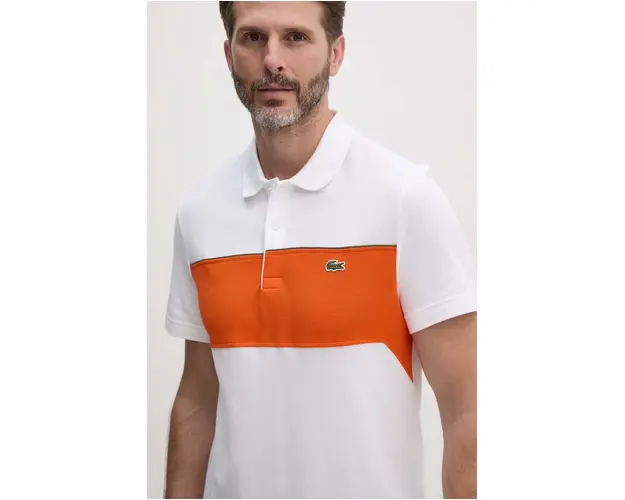 Lacoste polo de bumbac culoarea alb, modelator, PH2847