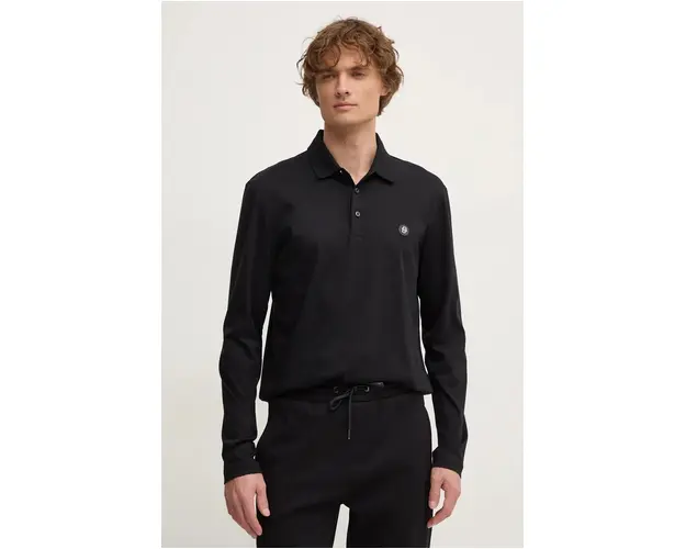 BOSS longsleeve din bumbac culoarea negru, melanj, 50523917