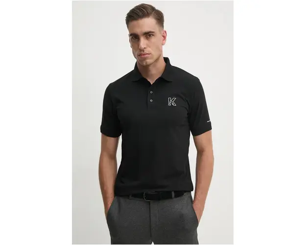 Karl Lagerfeld tricou polo barbati, culoarea negru, neted, 544221.745024