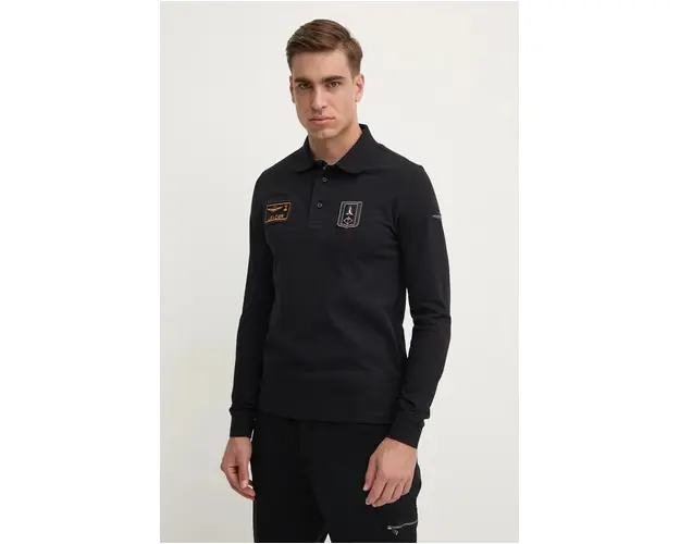 Aeronautica Militare longsleeve barbati, culoarea negru, cu imprimeu, PO1835P192