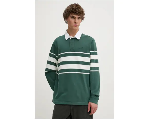 Levi's longsleeve din bumbac culoarea verde, modelator, A4845