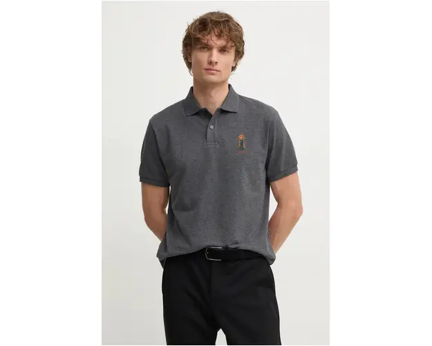 Hackett London polo de bumbac culoarea gri, cu imprimeu, HM563357