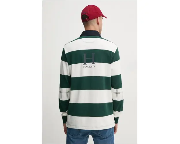 Hackett London longsleeve din bumbac culoarea verde, modelator, HM570830
