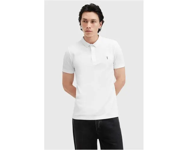 AllSaints polo de bumbac REFORM culoarea alb, neted, M075PB