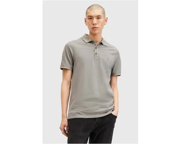 AllSaints polo de bumbac REFORM culoarea gri, neted, M075PB