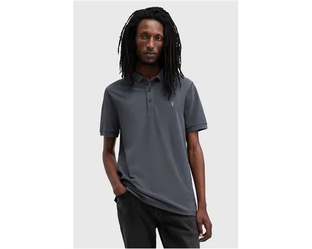 AllSaints polo de bumbac REFORM culoarea albastru marin, neted, M075PB