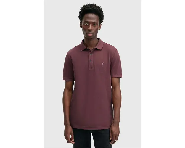 AllSaints polo de bumbac REFORM culoarea bordo, neted, M075PB