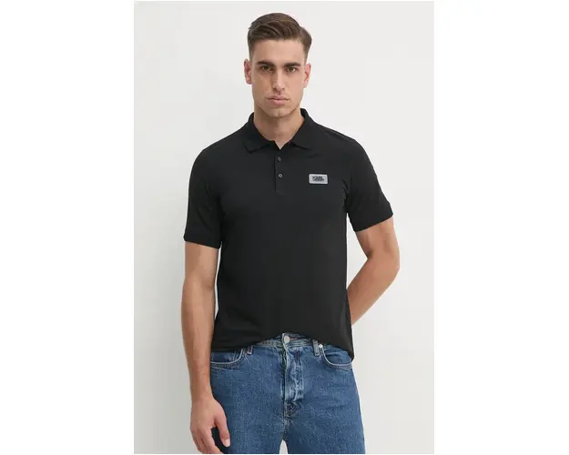 Karl Lagerfeld tricou polo barbati, culoarea negru, neted, 542221.745021