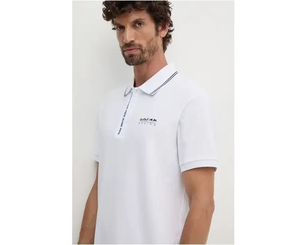 Pepe Jeans tricou polo Red Bull Racing x Pepe Jeans barbati, culoarea alb, cu imprimeu, RM540001