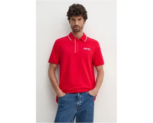 Pepe Jeans tricou polo Red Bull Racing x Pepe Jeans barbati, culoarea rosu, cu imprimeu, RM540001