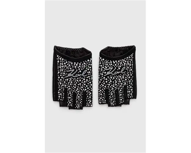 Karl Lagerfeld manusi crosetate fara degete femei, culoarea negru, 245W3606