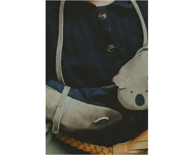 Donsje manusi de piele pentru copii Kapi Classic Mittens Koala culoarea bej, 6019007