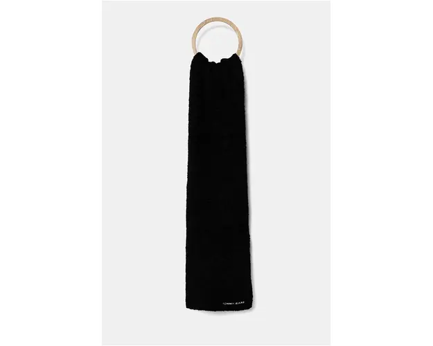Tommy Jeans esarfa din amestec de lana culoarea negru, neted, AW0AW16789