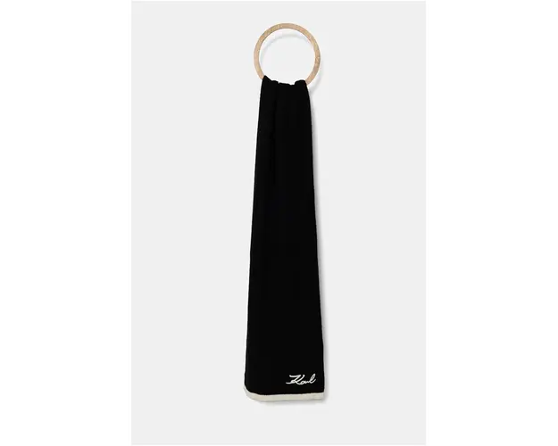 Karl Lagerfeld esarfa din amestec de lana culoarea negru, cu imprimeu, 246W3307