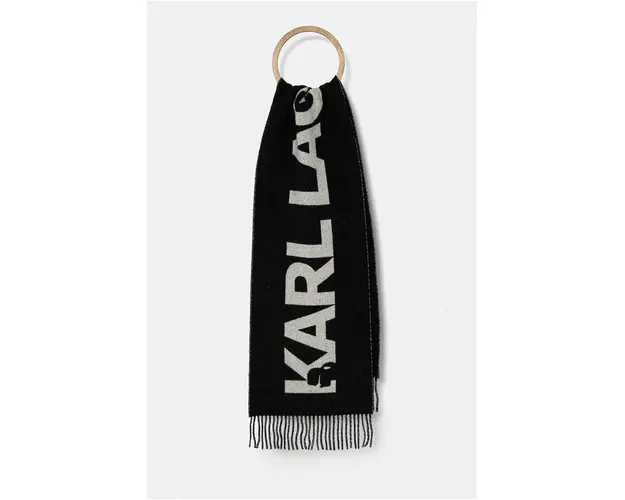 Karl Lagerfeld esarfa de lana culoarea negru, modelator, 246W3309