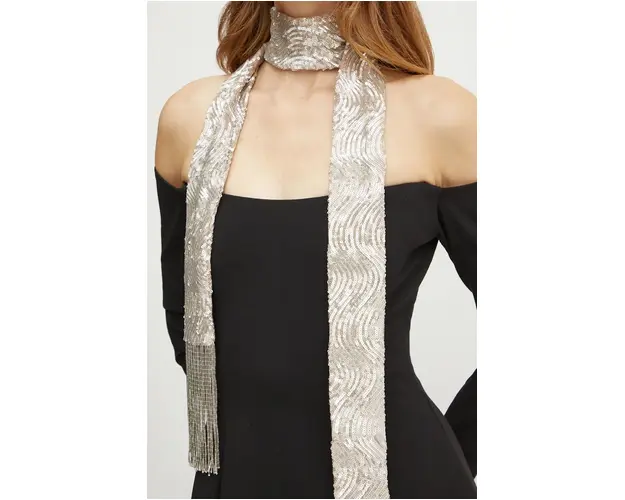 Forte Forte fular femei, culoarea argintiu, cu imprimeu, 13292_my scarf