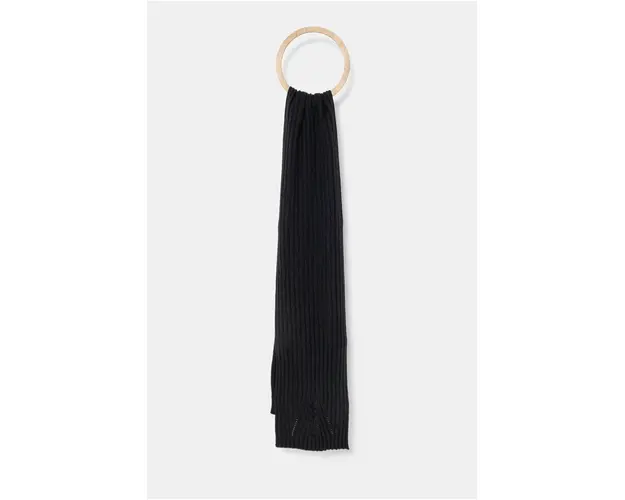 United Colors of Benetton esarfa de lana culoarea negru, neted, 1244DU01G