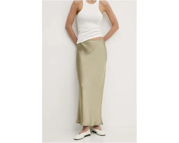 Samsoe Samsoe fusta SAAGNETA culoarea verde, maxi, drept, F24200090