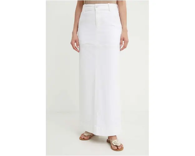 A.L.C. fusta jeans Hunter culoarea alb, maxi, drept, 3SKRT00538