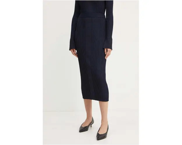 BOSS fusta culoarea albastru marin, midi, drept, 50518367