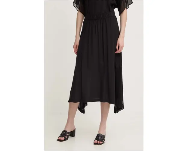 Dkny fusta culoarea negru, midi, evazati, P4DN8X10