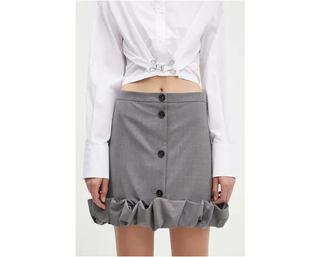 MSGM fusta de lana culoarea gri, mini, drept, 3741MDD22.247506