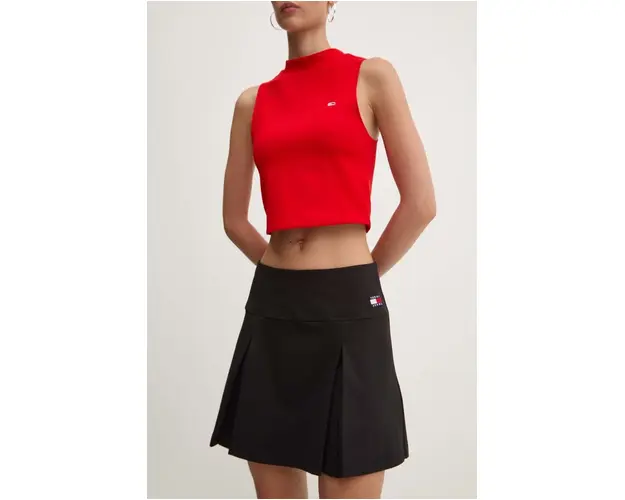 Tommy Jeans fusta culoarea negru, mini, evazati, DW0DW18489