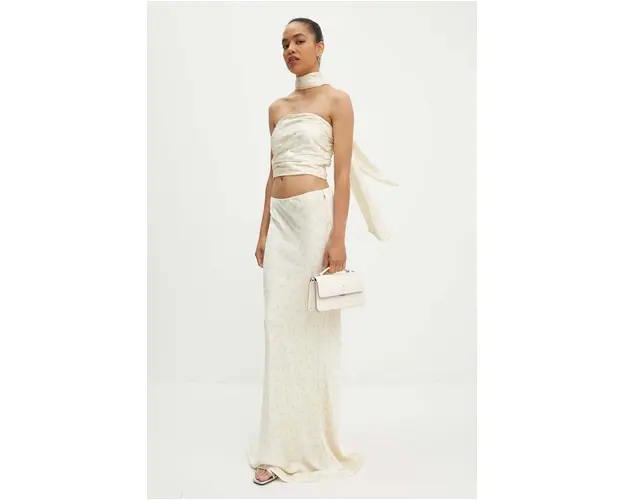 Rotate fusta Satin Maxi Skirt culoarea bej, maxi, drept, 1128412986