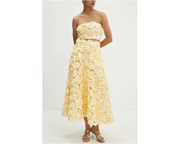 Rotate fusta Maxi Sun Skirt culoarea galben, maxi, evazati, 1129511895