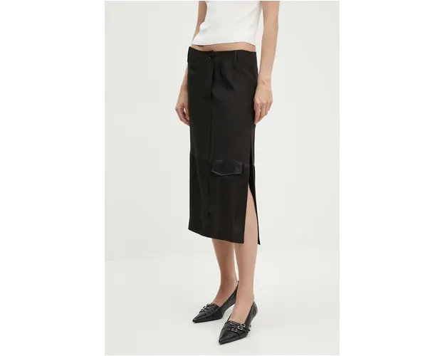 Moschino Jeans fusta culoarea negru, midi, drept, 0113.8229