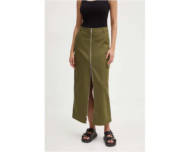 MAX&Co. fusta jeans culoarea verde, maxi, drept, 2426106011200
