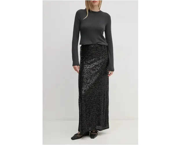 Dkny fusta culoarea negru, maxi, drept, D2G4A187