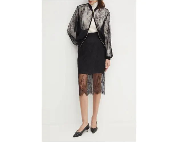 Marella fusta culoarea negru, midi, drept, 2423776021200