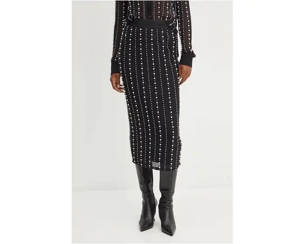 Versace Jeans Couture fusta culoarea negru, midi, drept, 77HAEI06 CJM01