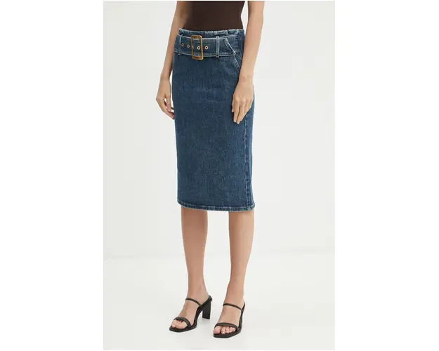 Miss Sixty fusta jeans culoarea albastru marin, midi, creion, 6L3KJ5860000