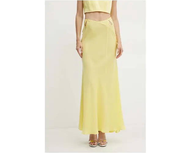 Bardot fusta MARLI culoarea galben, maxi, evazati, 59413SB