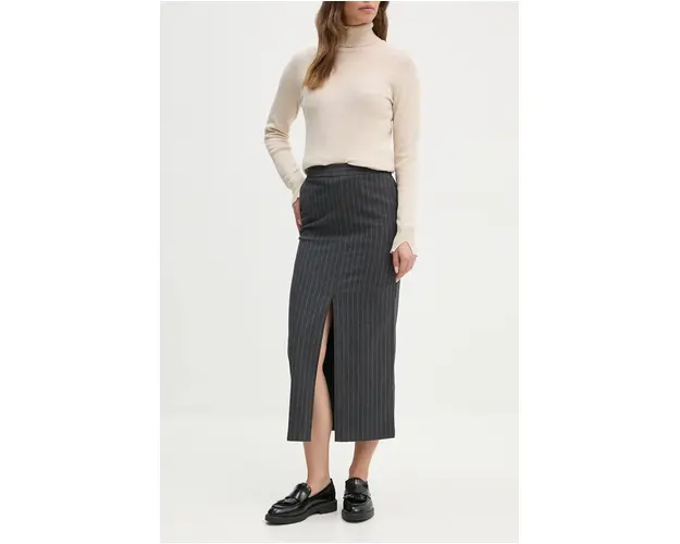 United Colors of Benetton fusta culoarea gri, midi, drept, 4KHSD0042