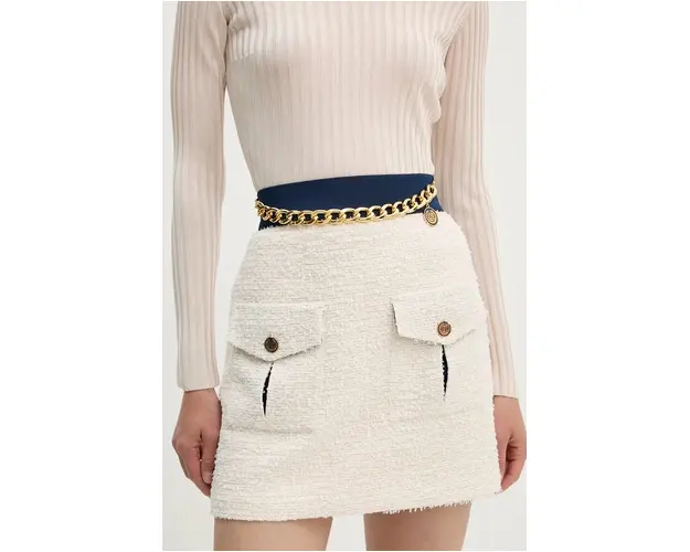 Elisabetta Franchi fusta culoarea bej, mini, creion, GO07447E2